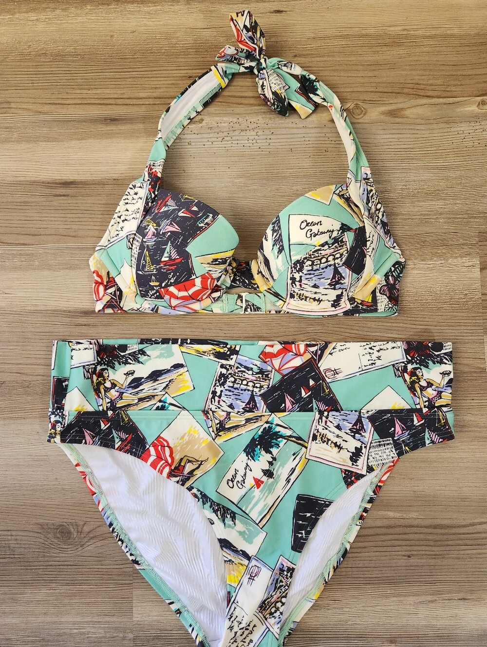 Victoria's Secret 36B Mint Multi Postcard Print Bikini